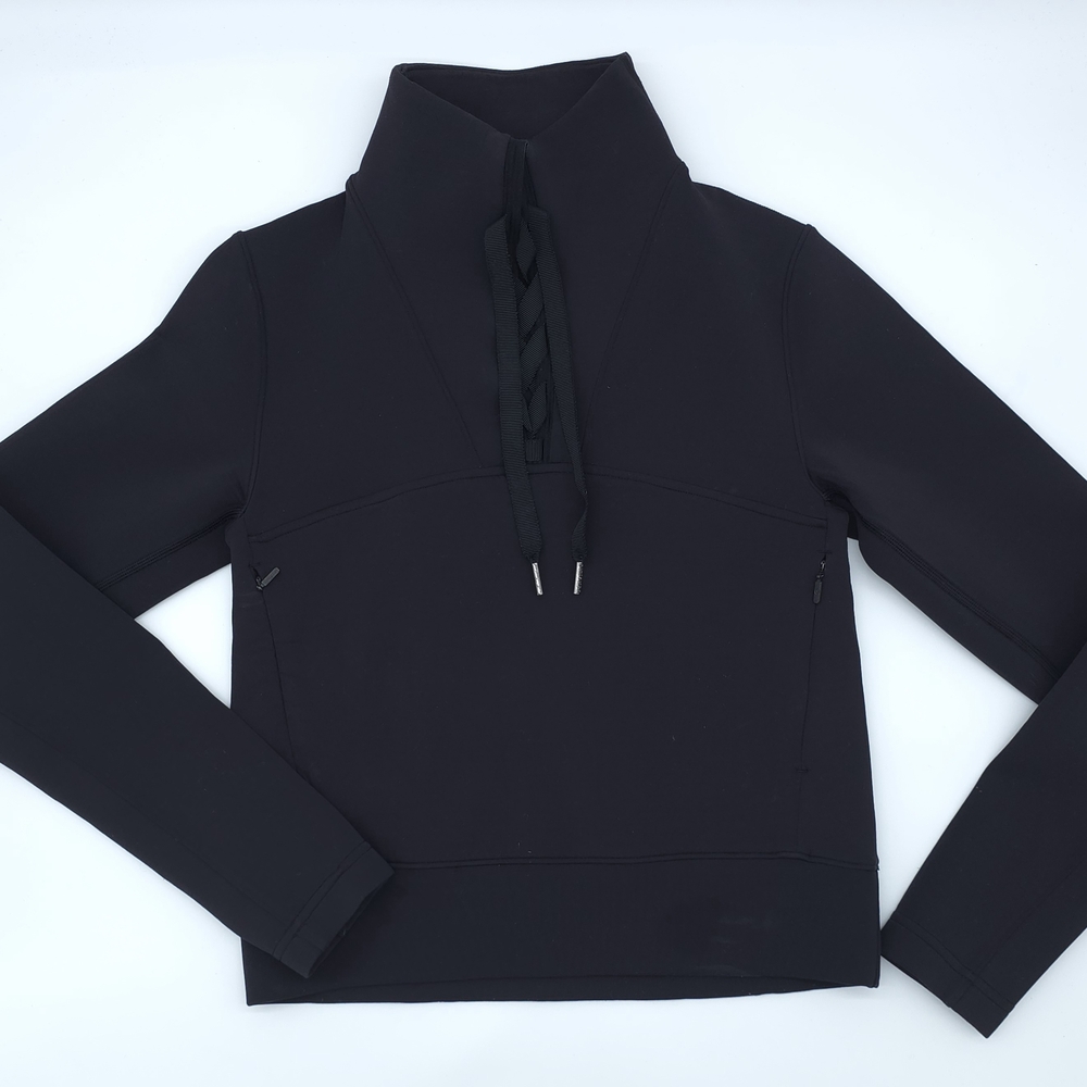 Lululemon Athletica Black Tied to You Pullover Crop Sweatshirt Size 2